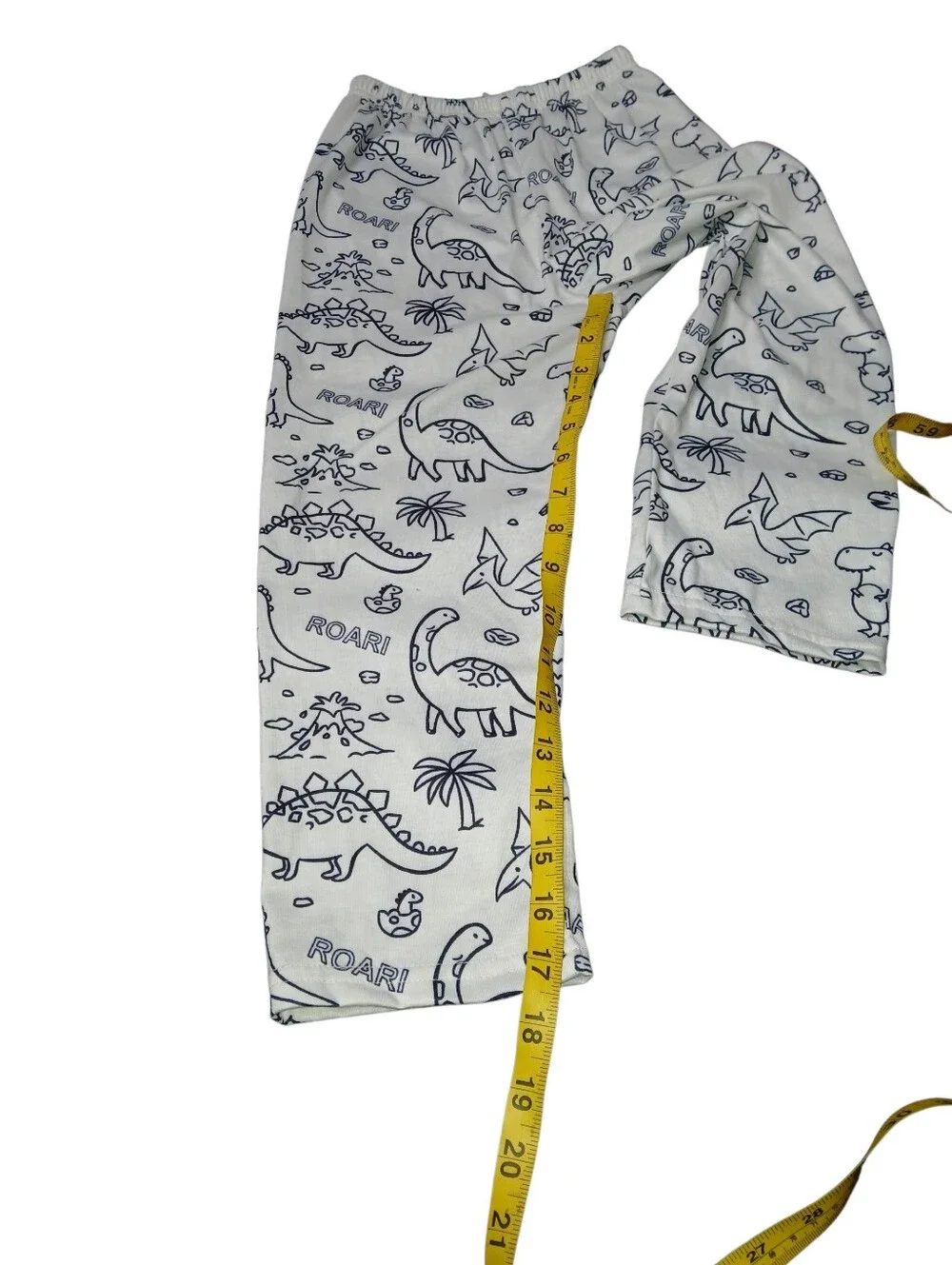 Kids White & Navy Dinosaur Pajama Pants